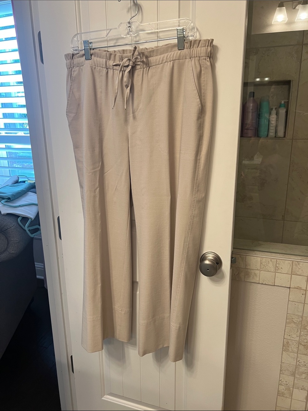 Liverpool Women’s Drawstring Beige Cropped Wide leg Pants